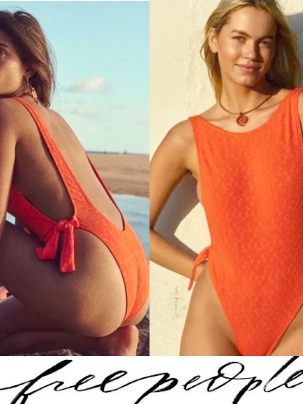 Free People Bright Orange The Pamela Swimsuit 🔥 NWOT size Small